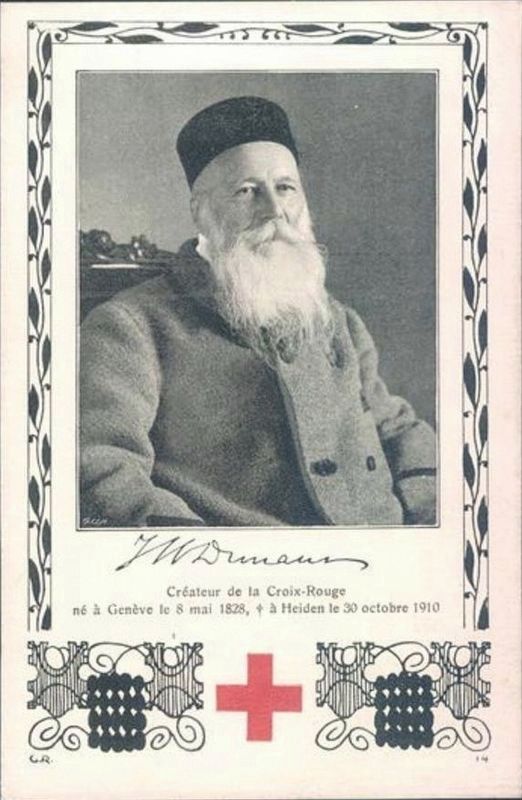 Henry Dunant and the Red Cross - Commemorative Postcard image. Click for full size.