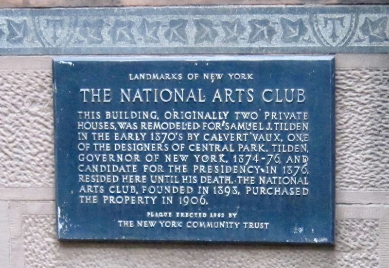 The National Arts Club Marker. Click for full size. The National Arts Club Marker image. Click for full size.