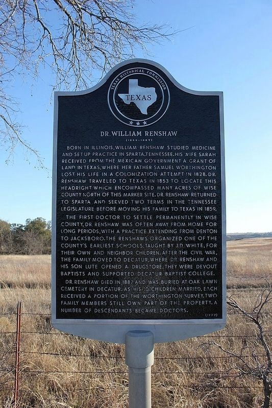 Dr. William Renshaw Marker. Click for full size. Dr. William Renshaw Marker image. Click for full size.