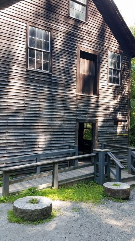 Mingus Mill Front Entrance with used Mill Stones displayed in front image. Click for full size.