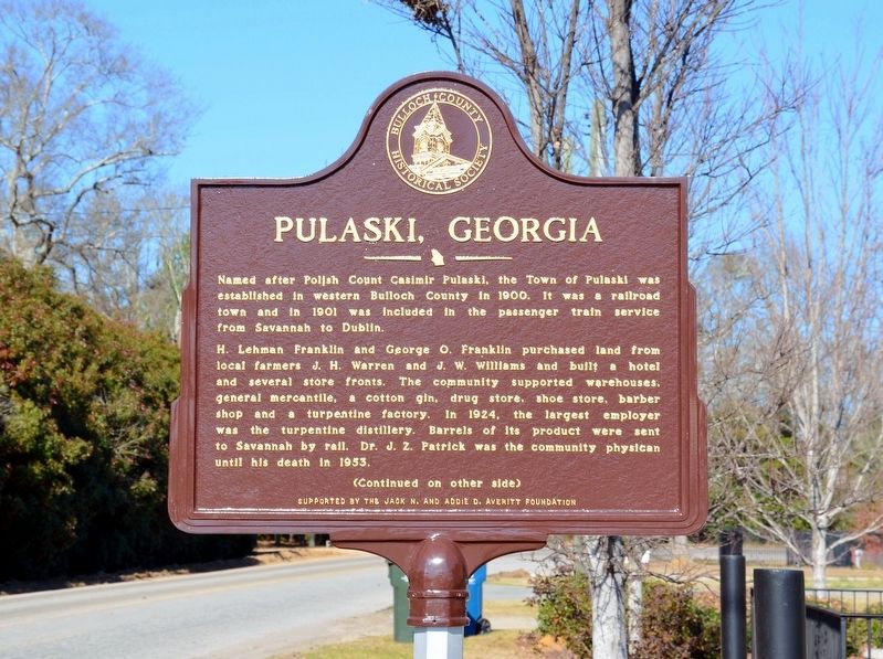 Pulaski, Georgia Marker (Side 1) image. Click for full size.