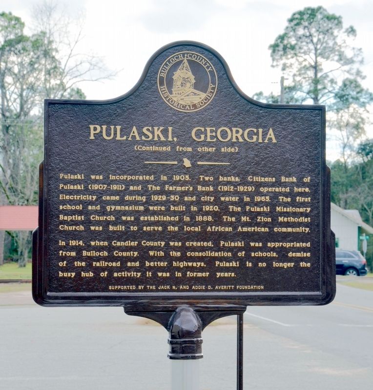 Pulaski, Georgia Marker (Side 2) image. Click for full size.