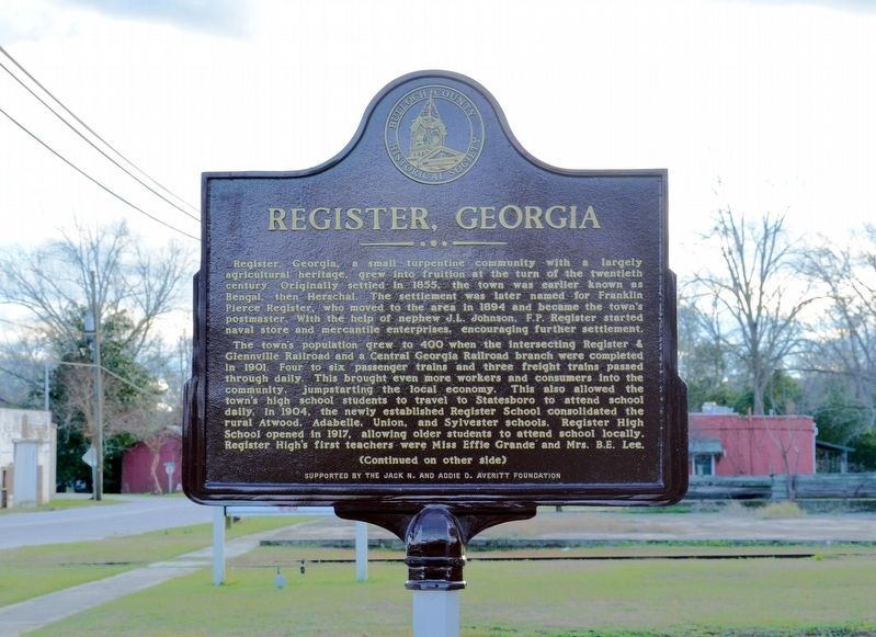 Register, Georgia Marker (Side 1) image. Click for full size.