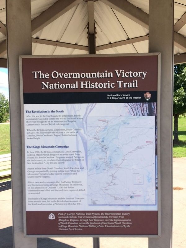 The Overmountain Victory National Historic Trail Marker. Click for full size. The Overmountain Victory National Historic Trail Marker image. Click for full size.