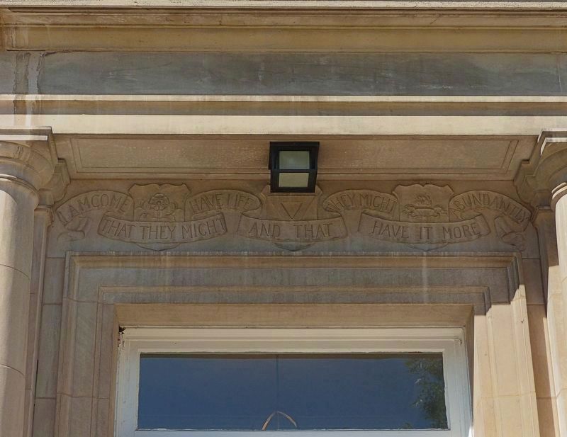 Inscription over the Front Door image. Click for full size.