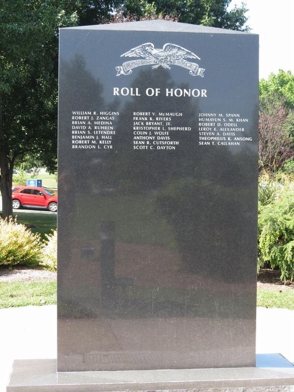 Roll of Honor Marker - Reverse image. Click for full size.