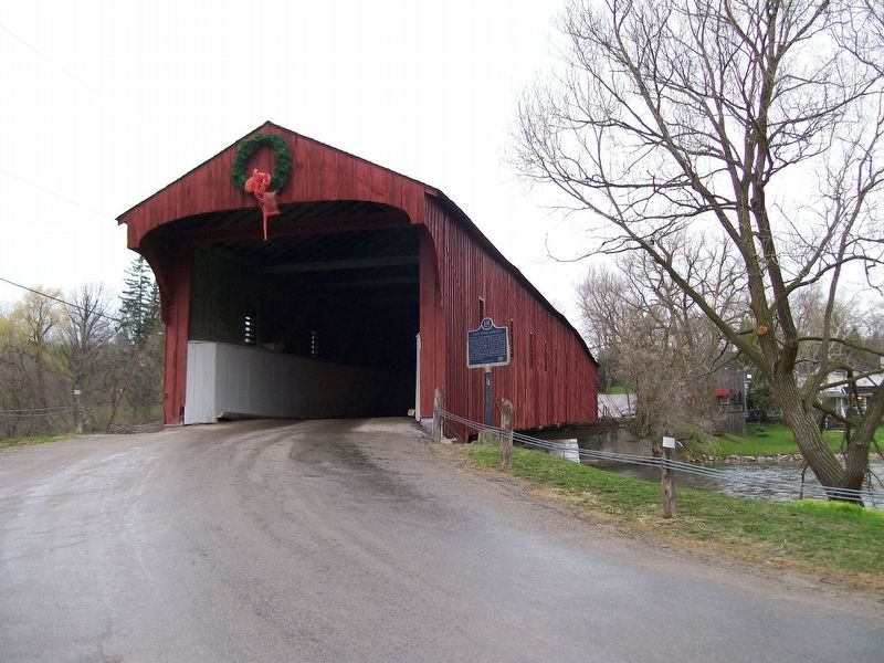 The West Monrose Covered Bridge and Marker image. Click for full size.
