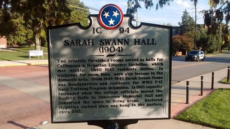 Sarah Swann Hall Marker (Side 2). Click for full size. Sarah Swann Hall Marker (Side 2) image. Click for full size.