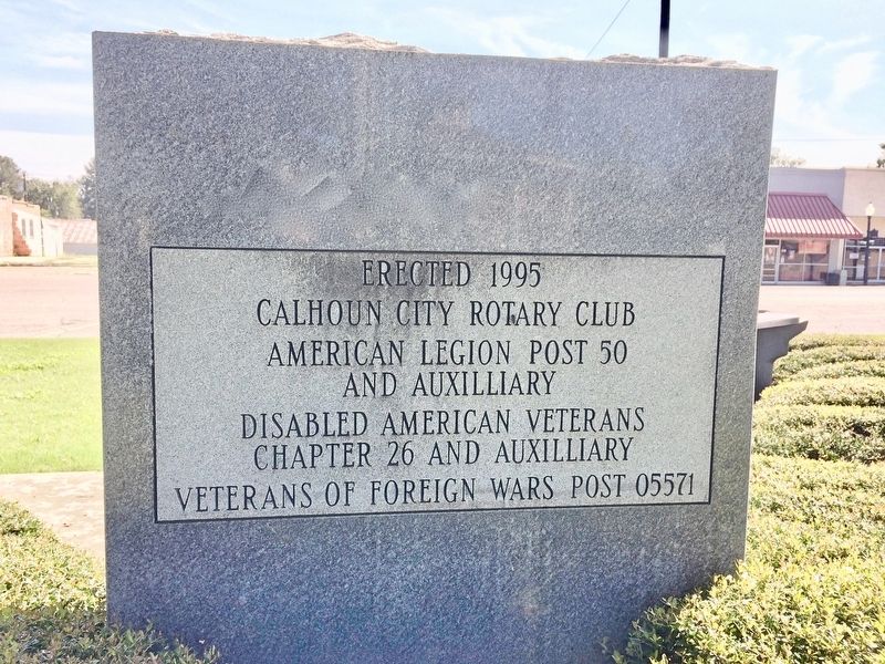 Calhoun County Veterans Monument (reverse side).. Click for full size. Calhoun County Veterans Monument (reverse side). image. Click for full size.