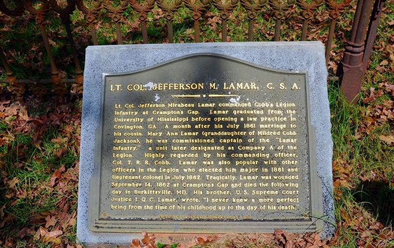 Lt. Col. Jefferson M. Lamar, C.S.A. Marker image. Click for full size.