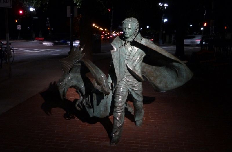 Poe Statue at Night image. Click for full size.