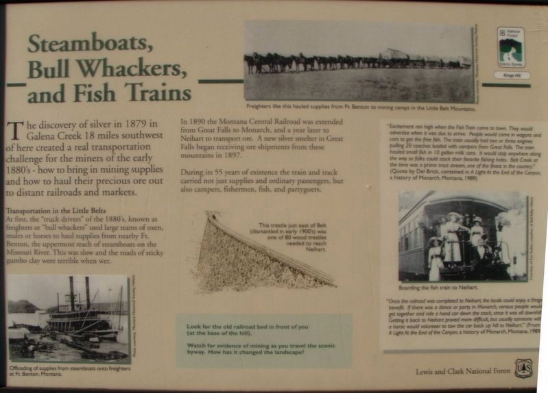 Steamboats, Bull Whackers, and Fish Trains Marker. Click for full size. Steamboats, Bull Whackers, and Fish Trains Marker image. Click for full size.