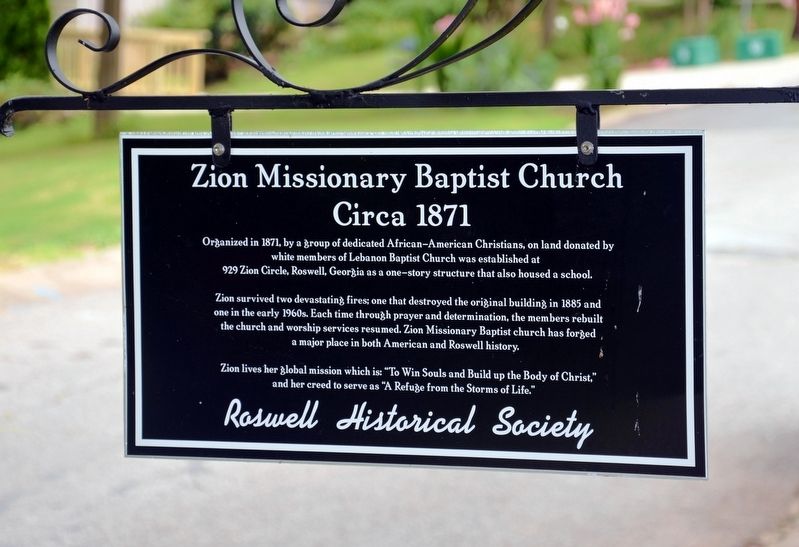 Zion Missionary Baptist Church Marker image. Click for full size.