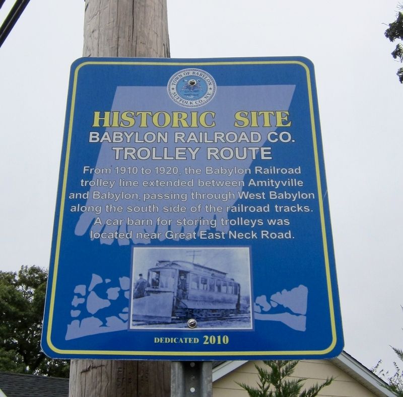 Babylon Railroad Co. Trolley Route Marker image. Click for full size.