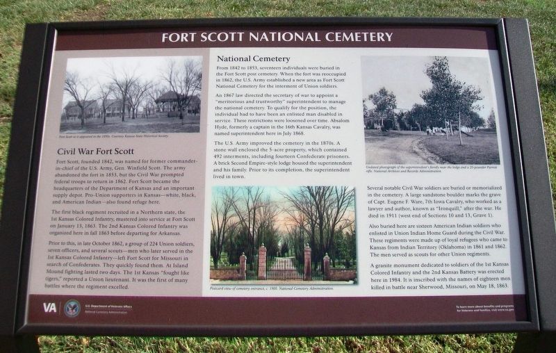 Fort Scott National Cemetery Marker image. Click for full size.