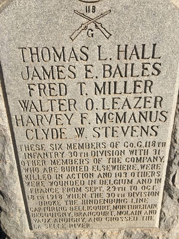 World War I Memorial Marker-Close up image. Click for full size.