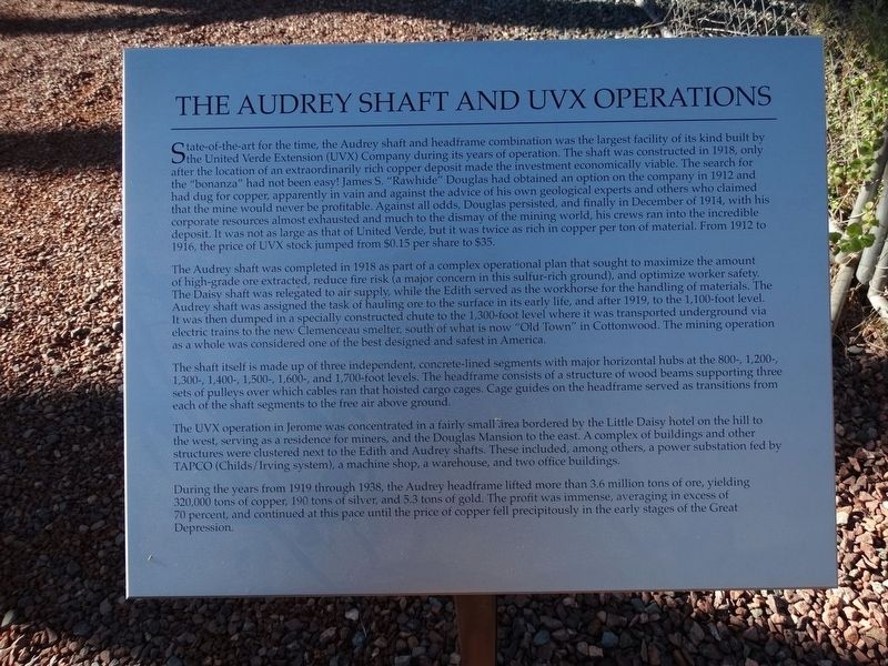 The Audrey Shaft and UVX Operations Marker image. Click for full size.
