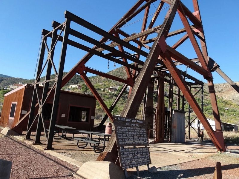 Historic Audrey Shaft Headframe Marker. Click for full size. Historic Audrey Shaft Headframe Marker image. Click for full size.