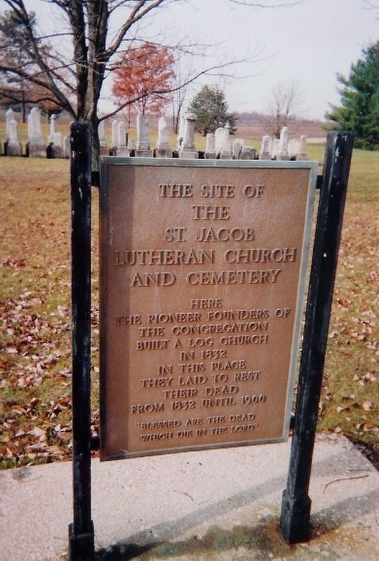 The Site of the St. Jacob Lutheran Church and Cemetery Marker image. Click for full size.