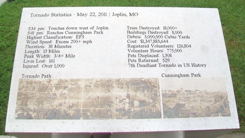 Tornado Statistics - May 22, 2011 - Joplin, MO Marker image. Click for full size.