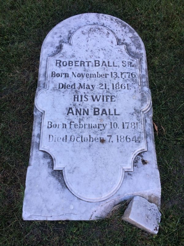 One of the gravestones from the small Ball Family graveyard.. Click for full size. One of the gravestones from the small Ball Family graveyard. image. Click for full size.