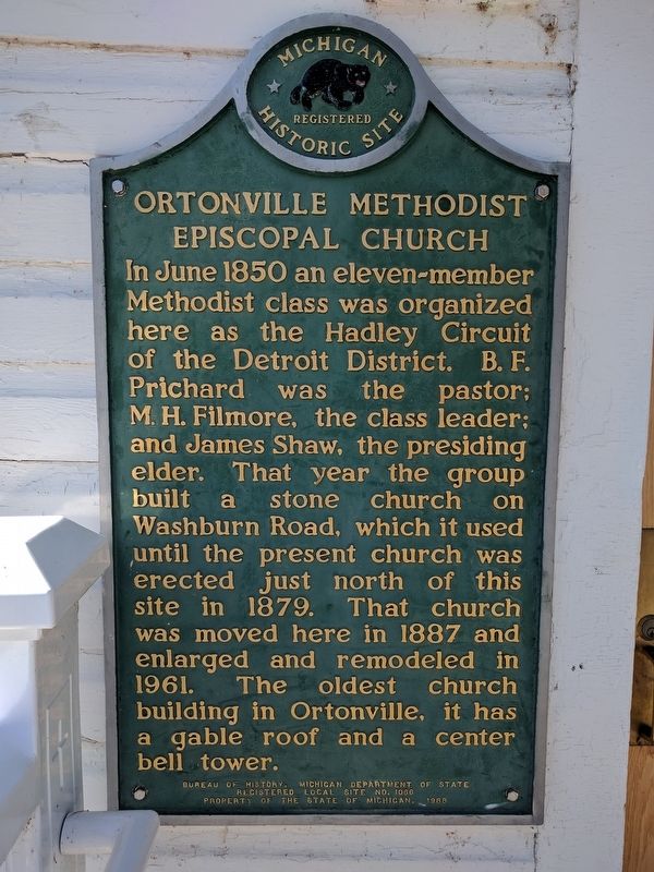 Ortonville Methodist Episcopal Church Marker image. Click for full size.