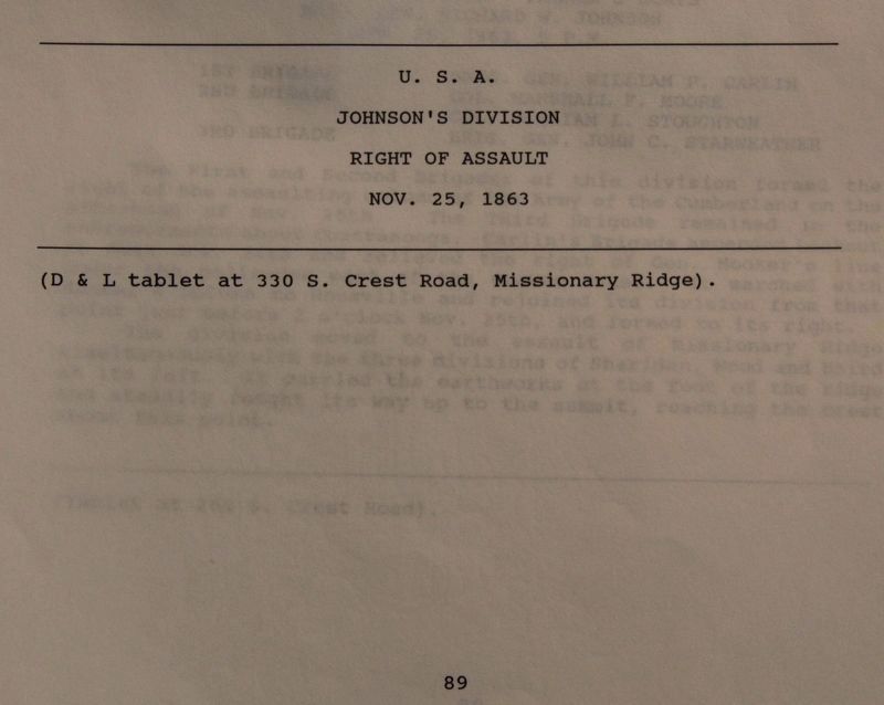 Johnson's Division, Right of Assault Marker. Click for full size. Johnson's Division, Right of Assault Marker image. Click for full size.