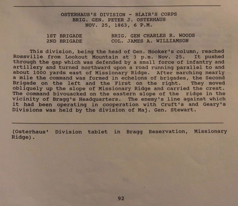 Osterhaus' Division Marker. Click for full size. Osterhaus' Division Marker image. Click for full size.