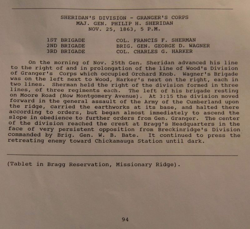 Sheridan's Division Marker. Click for full size. Sheridan's Division Marker image. Click for full size.