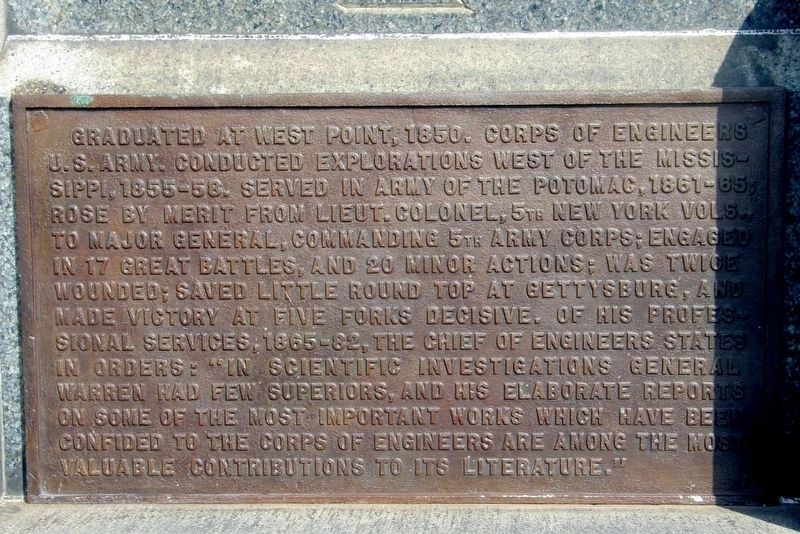 Major General Gouvernor Kemble Warren Marker. Click for full size. Major General Gouvernor Kemble Warren Marker image. Click for full size.