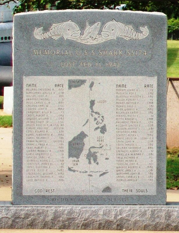 Memorial U.S.S. Shark (SS174) Memorial. Click for full size. Memorial U.S.S. Shark (SS174) Memorial image. Click for full size.