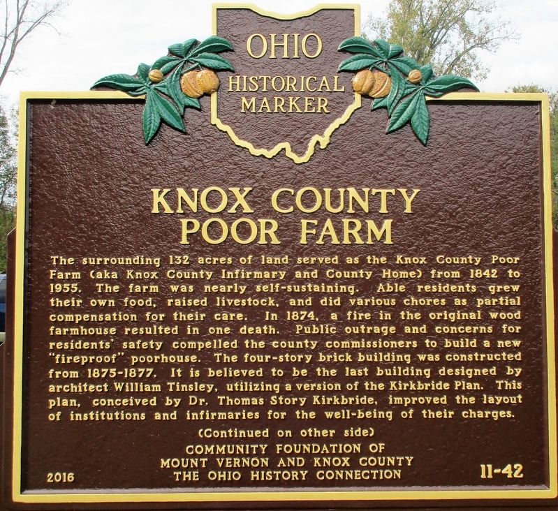 Knox County Poor Farm Marker image. Click for full size.