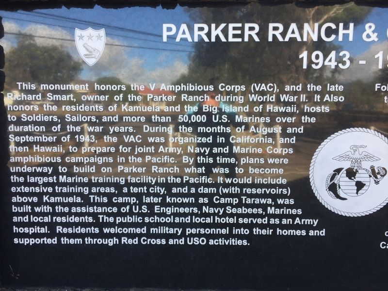 Parker Ranch & Camp Tarawa 1943-1945 stone, left-half image. Click for full size.