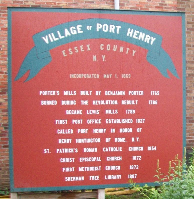 Village of Port Henry Marker. Click for full size. Village of Port Henry Marker image. Click for full size.