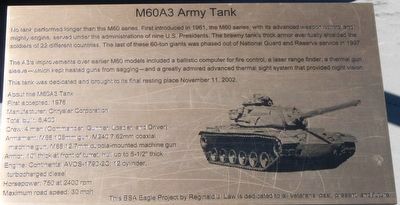 M60A3 Army Tank Marker image. Click for full size.