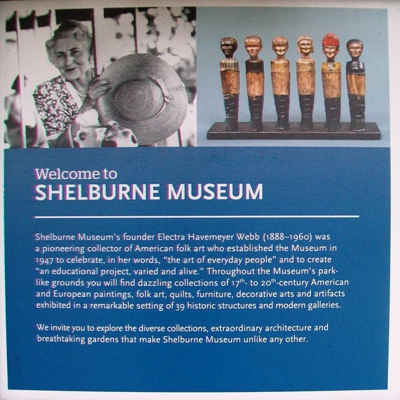Welcome to Shelburne Museum Marker image. Click for full size.