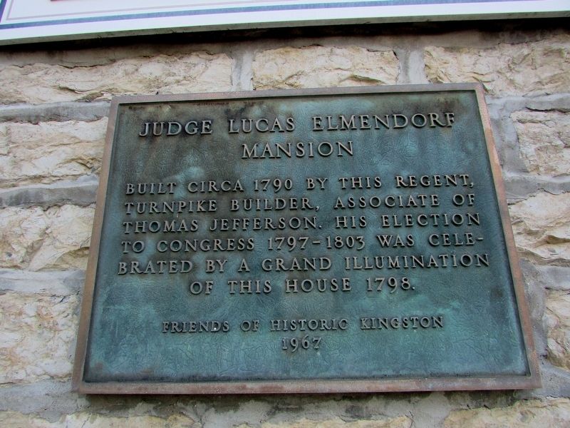 Judge Lucas Elmendorf Mansion Marker. Click for full size. Judge Lucas Elmendorf Mansion Marker image. Click for full size.
