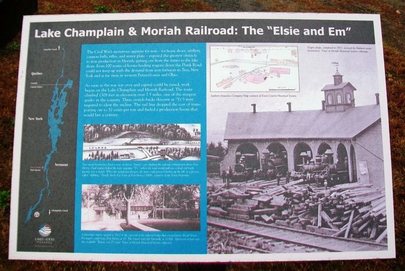 Lake Champlain & Moriah Railroad: The "Elsie and Em" Marker image. Click for full size.