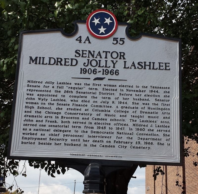 Senator Mildred Jolly Lashlee Marker image. Click for full size.
