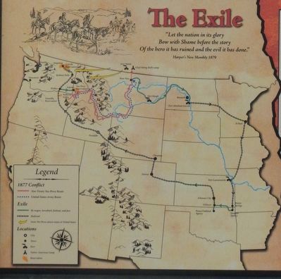 The Nez Perce Conflict of 1877 panel detail: The Exile map image. Click for full size.