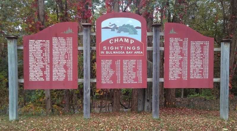 Champ Sightings in Bulwagga Bay Area Marker image. Click for full size.