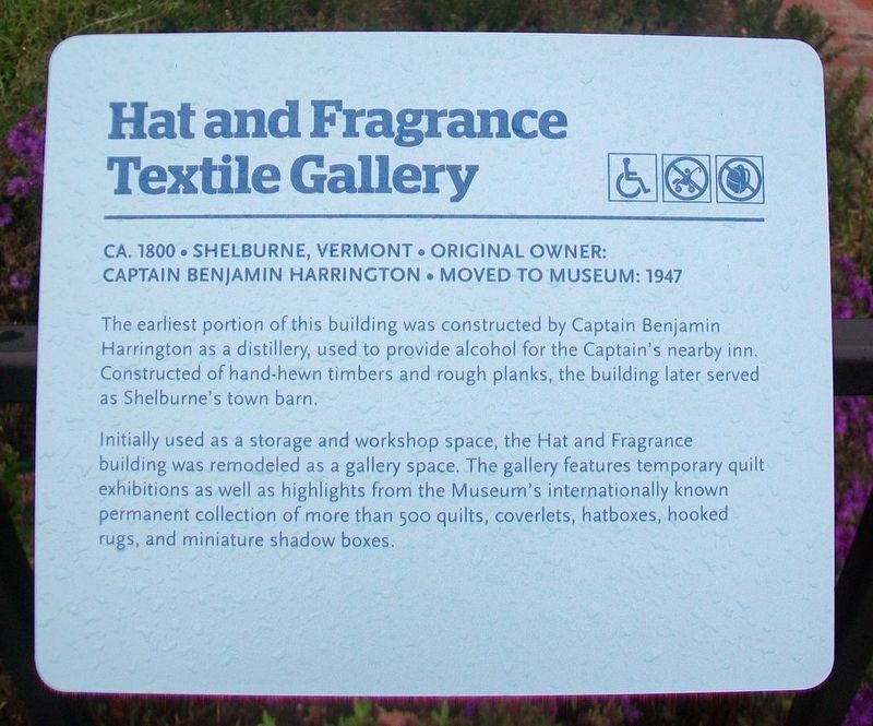 Hat and Fragrance Textile Gallery Marker. Click for full size. Hat and Fragrance Textile Gallery Marker image. Click for full size.