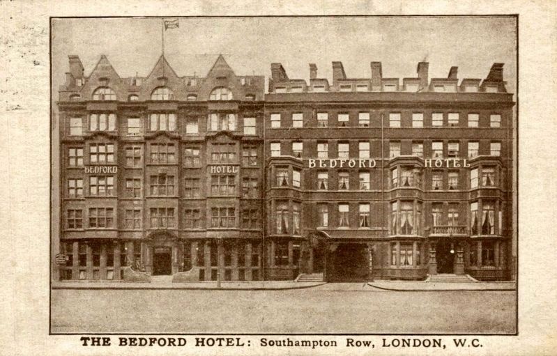 <i>The Bedford Hotel, Southampton Row, London, W.C.</i>. Click for full size. <i>The Bedford Hotel, Southampton Row, London, W.C.</i> image. Click for full size.
