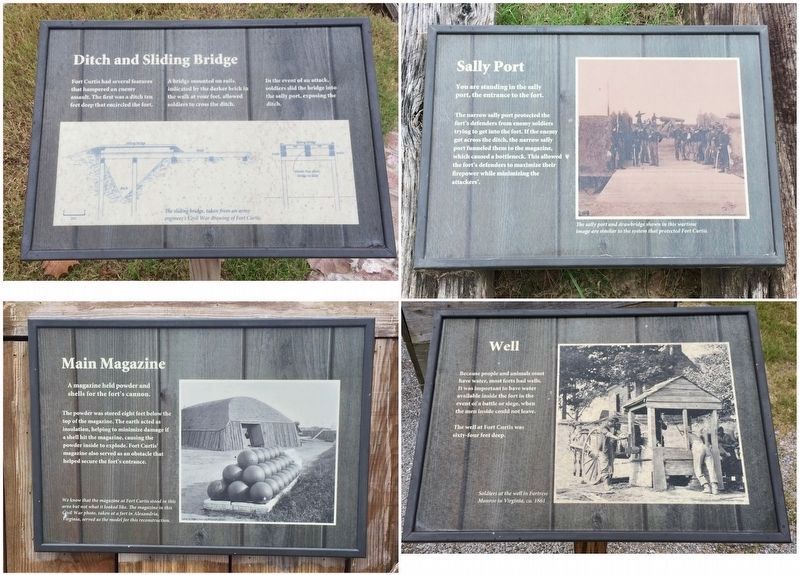 Signs around the reconstructed replica fort.. Click for full size. Signs around the reconstructed replica fort. image. Click for full size.