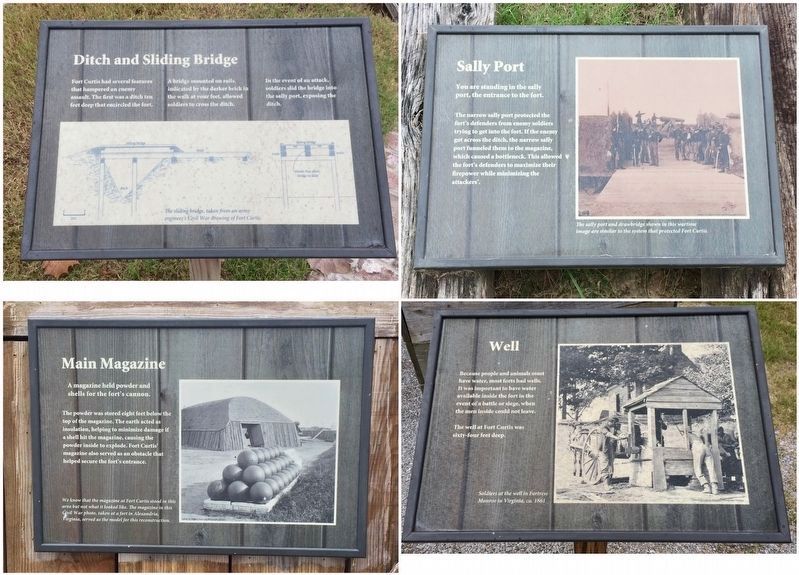 Signs around the reconstructed replica fort. image. Click for full size.