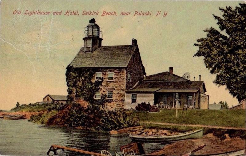 <i>Old Lighthouse and Hotel, Selkirk Beach, Near Pulaski, N.Y.</i> image. Click for full size.