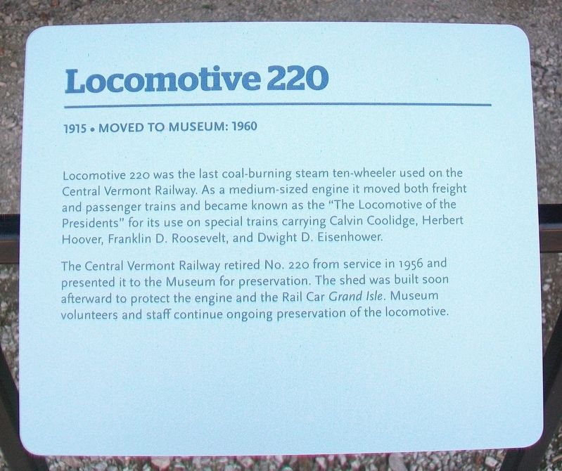 Locomotive 220 Marker. Click for full size. Locomotive 220 Marker image. Click for full size.