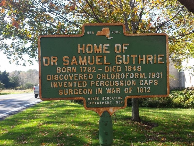 Home of Dr. Samuel Guthrie Marker image. Click for full size.