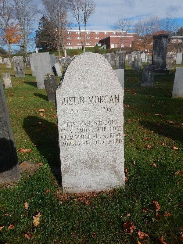 Justin Morgan grave marker image. Click for full size.