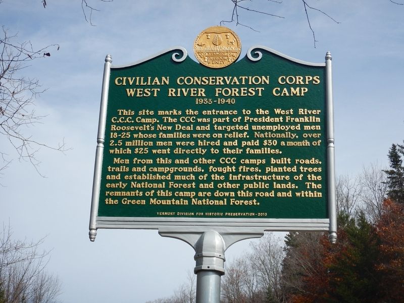 Civilian Conservation Corps West River Forest Camp Marker image. Click for full size.